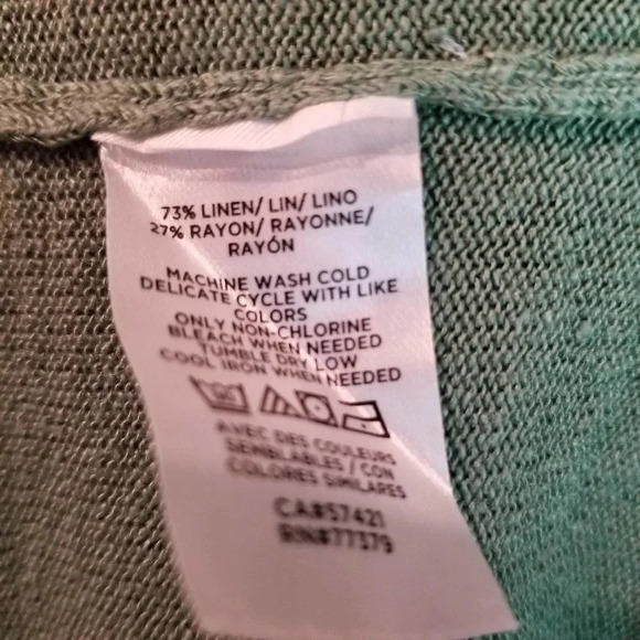 Ann Taylor Women's Linen Blend Cardigan Size Small Green Buttons - Picture 7 of 10